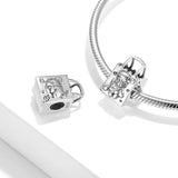 925 Sterling Silver Shopping Bag Bear Bead for DIY Jewelry