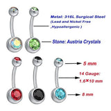 Short Belly Button Rings 5 Pcs Stainless Steel Petite Navel Rings Variety Pack