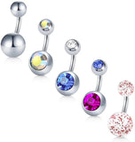 Short Belly Button Rings 5 Pcs Stainless Steel Petite Navel Rings Variety Pack