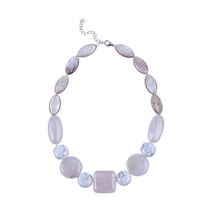 Pink Shell Bead Stone Necklace for Women
