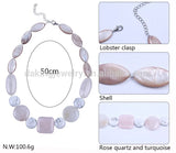 Pink Shell Bead Stone Necklace for Women