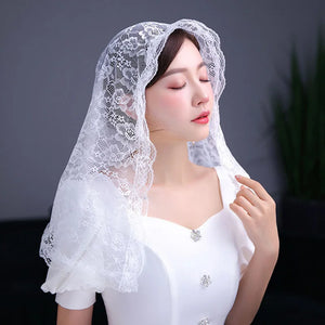 White/Black Bridal Veil Head Covering