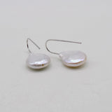 Coin Baroque Pearl Earrings, 925 Silver Hooks