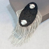Shoulder Brooch Tassels Rhinestones Epaulet Decor Jewelry