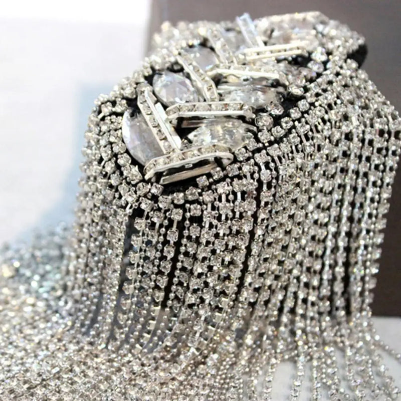 Shoulder Brooch Tassels Rhinestones Epaulet Decor Jewelry