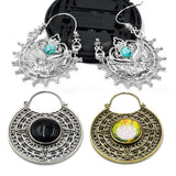Brass Stone Banded Ear Weights Hoop Earring Ear Gauge Expander Plugs