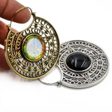 Brass Stone Banded Ear Weights Hoop Earring Ear Gauge Expander Plugs