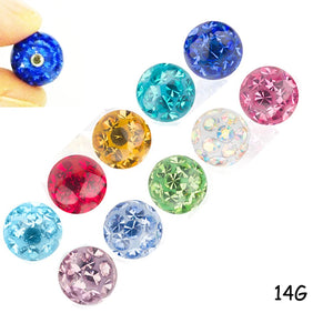 Showlove 3Pcs 6mm 8mm 10mm Crystal Ferido Epoxy CZ Stone Ball Piercing
