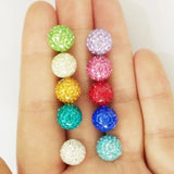 Showlove 3Pcs 6mm 8mm 10mm Crystal Ferido Epoxy CZ Stone Ball Piercing