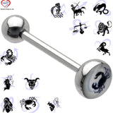 Horoscope Logo Tongue Barbell Rings 14Gauge Body Jewelry