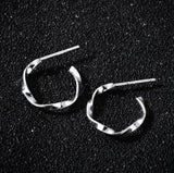 925 Silver Geometric Curve Stud Earrings for Women Girls