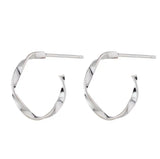 925 Silver Geometric Curve Stud Earrings for Women Girls