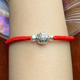 925 Sterling Silver Double Happiness Charm Bracelets Bangle