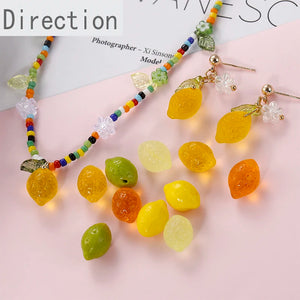 3D Lemon Transparent Fruit Accessories DIY Jewelry Bracelet Necklace Pendant
