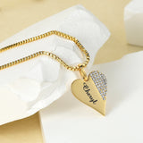 Heart Charm 18K Plated Necklace Laser Engraved Name Valentines Gift For Mom