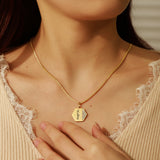 Personalized Side Pave Hexagon Charm Couple Name Necklace