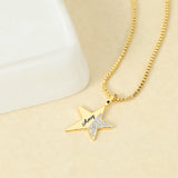 Personalized Side Pave Star Charm Name Necklace 18k Plated