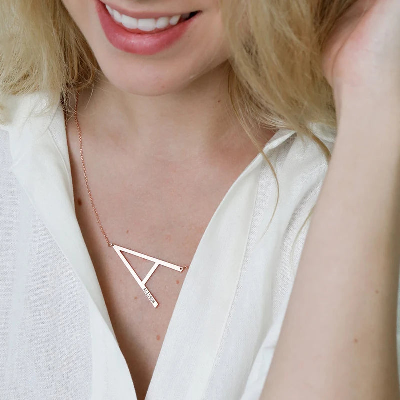 Sideways Initial Necklace - Large Letter Necklace