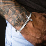 Sideways Jesus Cross Cuffs Bracelet Stainless Steel Bangle