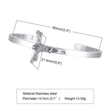 Sideways Jesus Cross Cuffs Bracelet Stainless Steel Bangle