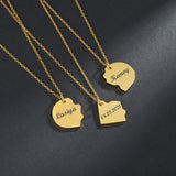 Sifisrri 3PCS Engrave Name Date Heart Puzzle Pendant Necklace
