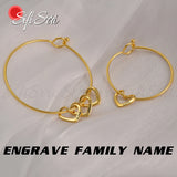 Family Names Bracelet with Hearts Engraving Stainless Steel