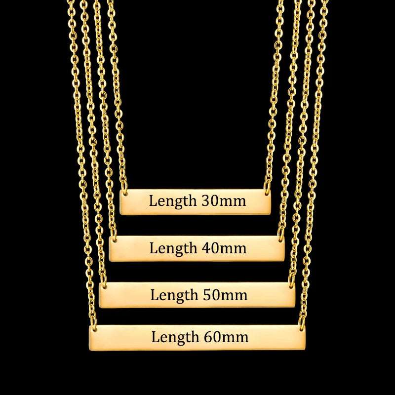 Sifisrri Engraved Name Date Bar Necklace Personalized Nameplate Tag Pendant