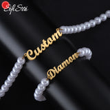Sifisrri Name Beads Chain Necklace for Women Girl Personalized Stainless Steel
