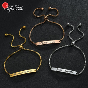 Custom Name Bar Bracelet - Engraved Stainless Steel Jewelry