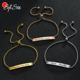 Custom Name Bar Bracelet - Engraved Stainless Steel Jewelry