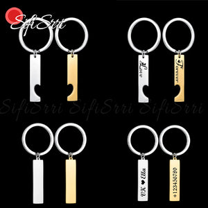 Sifisrri Engraved Name Pattern Rectangle Heart Keychains