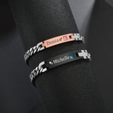 Sifisrri Engraved Bracelets Stainless Steel Adjustable Couple Bangles