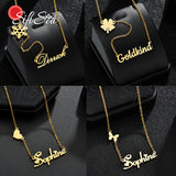 Sifisrri Name Necklace Heart Butterfly Pendant Stainless Steel Women Gift