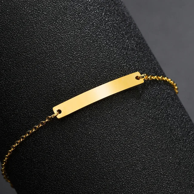 Engraved Baby Name Date Bracelet Stainless Steel Adjustable