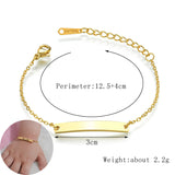 Engraved Baby Name Date Bracelet Stainless Steel Adjustable