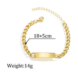 Personalized Engraved Name Bracelet Stainless Steel Cuban Chain