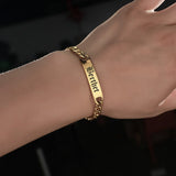 Personalized Engraved Name Bracelet Stainless Steel Cuban Chain
