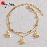 Sifisrri Stainless Steel Butterfly Heart Bracelet for Women