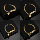 Heart Bracelet Personalized Name Date Custom Engraved Stainless Steel Chain