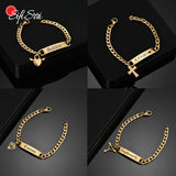 Heart Bracelet Personalized Name Date Custom Engraved Stainless Steel Chain