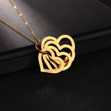 Engrave Family Names Heart Necklace Stainless Steel Choker Jewelry