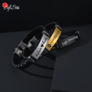 Sifisrri Punk Name Belt Bracelets Stainless Steel Engrave Bijoux Bangles