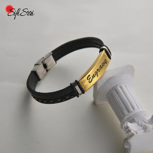 Sifisrri Punk Bracelets Stainless Steel Engrave Bijoux Bangles Jewelry Gift