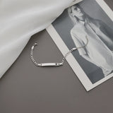 Personalized Engrave Name Date Bracelet Stainless Steel Heart Chain Jewelry