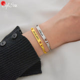Personalized Engrave Name Date Bracelet Stainless Steel Heart Chain Jewelry