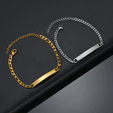 Custom Engraved Stainless Steel Bracelet - Name Date Chain Jewelry Gift