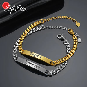 Custom Engraved Stainless Steel Bracelet - Name Date Chain Jewelry Gift
