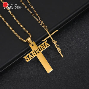 Sifisrri Personalized Cross Name Necklace Pendant Stainless Steel