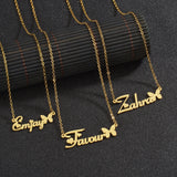 Sifisrri Personalized Frosted Name Necklace Stainless Steel Butterfly Choker Uni