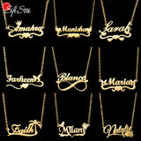Sifisrri Heart Name Necklace - Stainless Steel Choker Chain Pendant